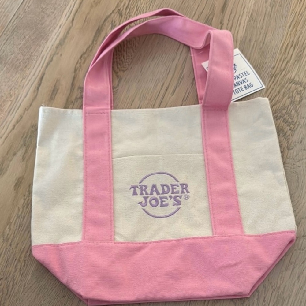 Pink and Cream Canvas Tote Bag